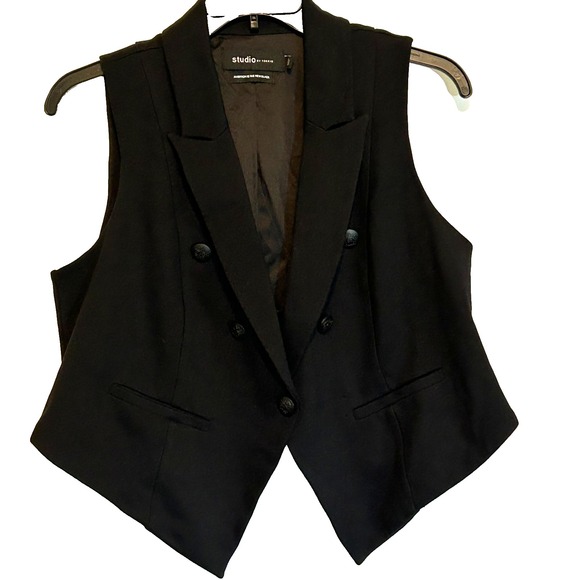 Torrid Studio Vest Ponte Tailored Suit Lined Black Double Breasted Size 0 12-14 - Picture 1 of 9